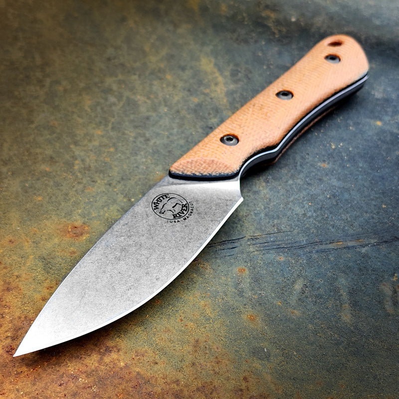 White River Smith & Sons Brave – CPM Magnacut Steel Knife, Natural Canvas Micarta / Black Liners, Kydex Sheath (USA Made)