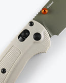 Benchmade Taggedout 15536GN-01 3.5" Elmax Clip-Point Folding Knife Tan Grivory Handle Green Cerakote Blade
