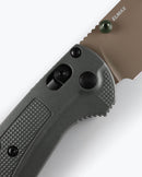 Benchmade Taggedout 15536TN-02 3.5" Elmax Clip-Point Folding Knife Deep Olive Grivory Handle Tan Cerakote Blade