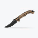 Benchmade Mini Bedlam Folding knife with a black blade and patterned brown handle
