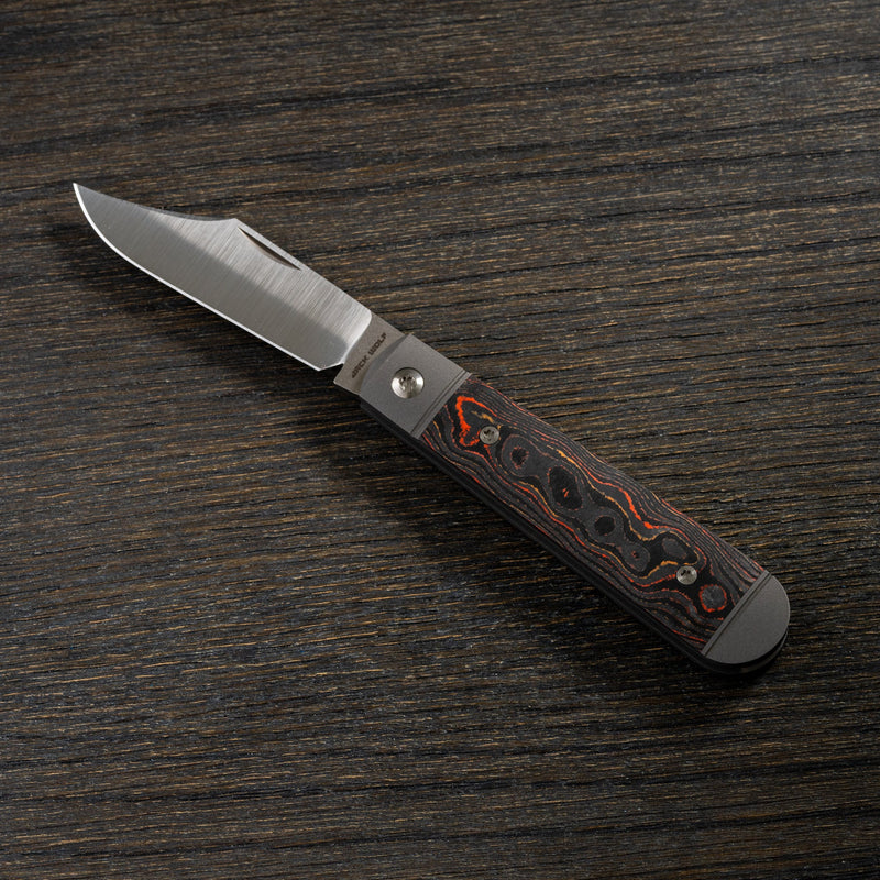 Jack Wolf Knives Big Bro Jack CamoCarbon Sunset Orange Slip Joint Folding Knife