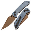 Tenable Fenrir T1034V6 – Blue Micarta, 3.48" Rose Gold Nitro-V Blade, Sparrow Knife Co. Design