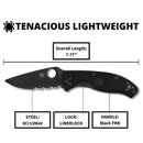 Spyderco Tenacious Lightweight Folding Knife – 3.39" Black Combo Edge Blade, Black FRN Handle, LinerLock – Model C122PSBBK