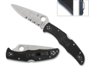 Spyderco Endura® 4 Lightweight Thin Blue Line – 3.80" VG-10 Partially Serrated Blade, Black FRN Handle with Blue Liners – C10FPSBKBL
