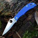 Spyderco Honeybee Slipjoint Folding Knife – 1.68" Sandvik 12c27 Plain Edge Blade, Blue G-10 Handle – C137GBLP