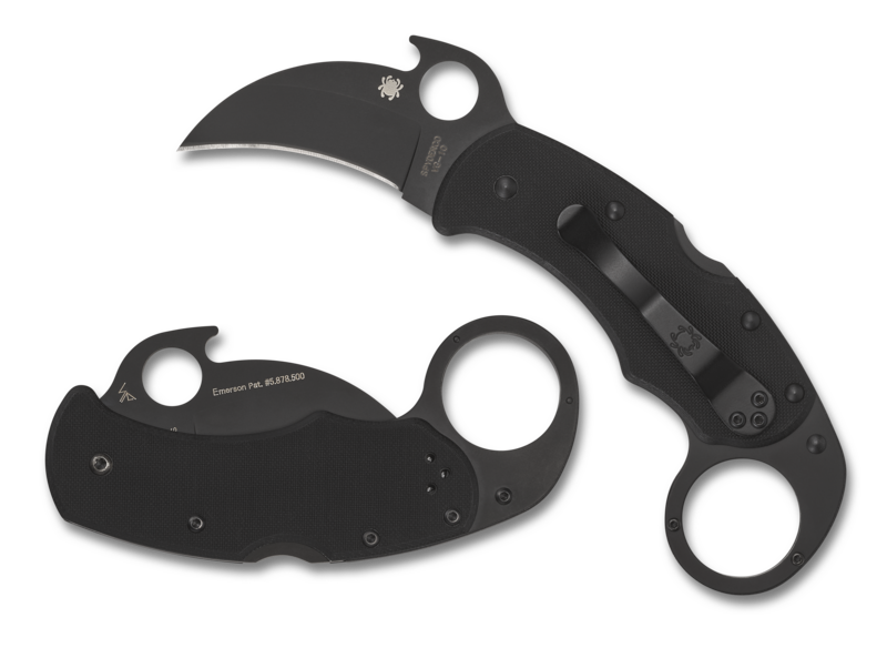 Spyderco Karahawk Karambit Folding Knife 2.29in VG-10 Steel Blade Black G-10 Handles