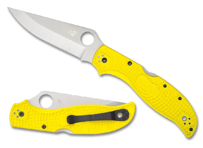 Spyderco Stretch 2 XL Salt Lightweight Folding knife 3.95in H2 Blade Yellow FRN Handles - C258PYL