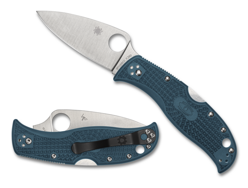Spyderco Leaf Jumper Folding Knife 3in K390 Steel Blade Blue FRN Handles - C262PBLK390