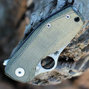 Spyderco SpyNano Flash Batch R.I.L. 2.57" Satin M398 Green Canvas Micarta/Titanium Handle - C268MTIP