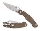 SPYDERCO MILITARY 2 4" SATIN CPM-CRU-WEAR BROWN CANVAS MICARTA HANDLES C36MPCW2