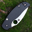 Spyderco Sage 6 Button Compression Lock Folding Knife – 3" CPM-S30V Satin Blade, Carbon Fiber/G-10 Laminate Handle – C123CFBCLP