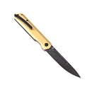 Kansept Prickle Flipper Knife – 3.53" CPM-S35VN Blade, Brass Handle, Max Tkachuk Design K1012B1