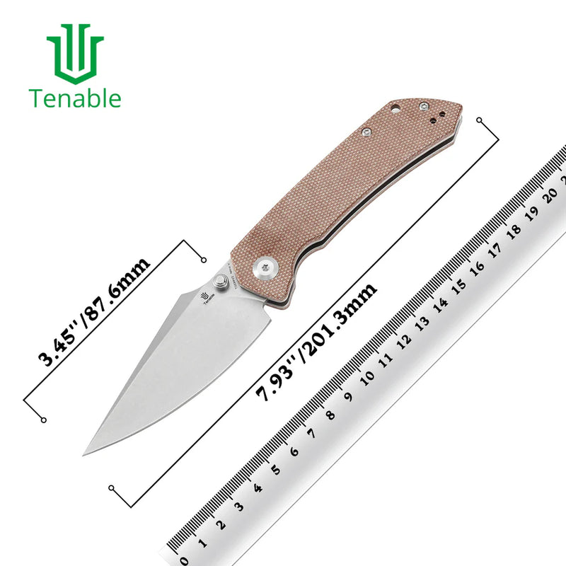 Tenable Fenrir T1034V2 – Brown Micarta, 3.48" Stonewashed Nitro-V Blade, Sparrow Knife Co. Design