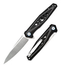 DreamTech D3347C front view, 3.62-inch D2 folding knife with carbon fiber and G10 handle