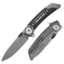 DreamTech D9610CM front view, 3.07-inch M390 drop point folding knife with titanium and carbon fiber handle