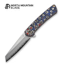 North Mountain Echo 3.5" Sheepsfoot Blade Red & Blue Ceramic Carbon Fiber Titanium Handle
