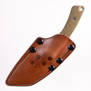 Tactile Knife Co Redhawk Fixed Blade 2.75in Tumbled Magnacut Blade Green Micarta Handles Leather Sheath