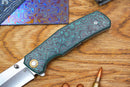 North Mountain Blade Jellyfish 4thGen 3.5" Böhler M390 Titanium Frame Ceramic Carbon Fiber Handle Blue