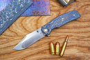 North Mountain Blade Jellyfish 4th Generation 3.5in M390 Blade Blue Ceramic Carbon Fiber Handle