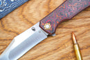 North Mountain Blade Jellyfish 4th Generation 3.5in M390 Blade Titanium Frame Ceramic Carbon Fiber Handle Red Orange