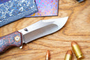 North Mountain Blade Jellyfish 4th Generation 3.5in M390 Blade Titanium Frame Ceramic Carbon Fiber Handle Red Orange