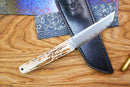 North Mountain Blade Chop Mini Fixed 3.5" SLD-Magic Full Tang Steel Deer Antlers Handle