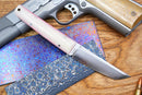North Mountain Blade Chop Mini Fixed 3.5" SLD-Magic Full Tang Blade Camel Bone Handle