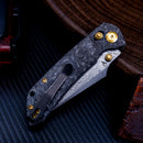 Kansept Fenrir K1034V1 – 3.48" Damascus Blade, Shred Carbon Fiber Handle, Crossbar Lock (Greg Schob Design)