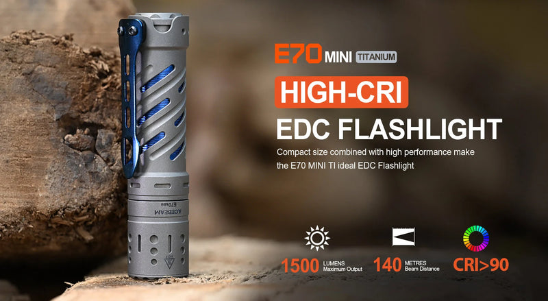Acebeam E70 Mini Titanium EDC 1500 Lumen Flashlight 519A LEDs