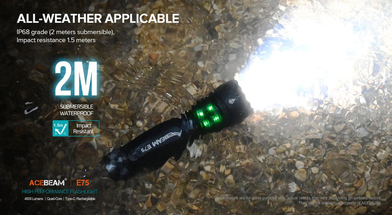 Acebeam E75 High-Performance 4500 Lumen Flashlight USB-C Rechargeable 21700 Battery Included