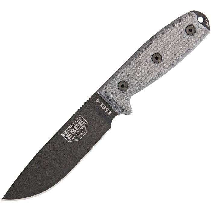 ESEE Knives ESEE-4P-B 4.5" Black Coated 1095 Plain Edge Micarta Handles