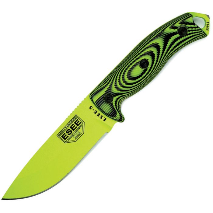 ESEE Knives Model 5 Venom Green 1095HC 3D Contoured G10 Scales