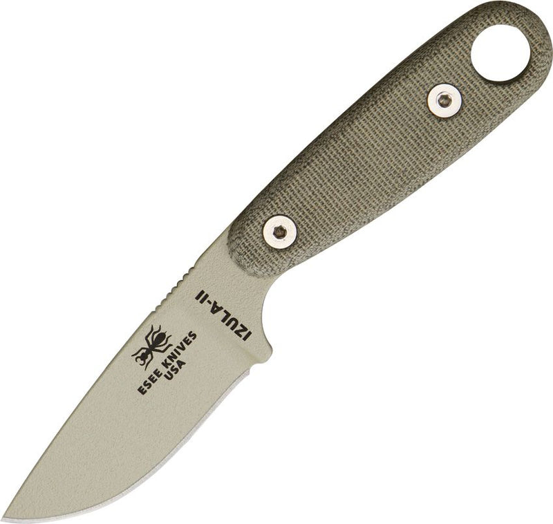 ESEE Knives Izula II USA Made Fixed Blade 2.875in 1095 Desert Tan Powder Coat Blade Micarta Handles