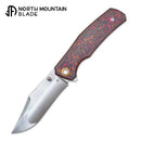 North Mountain Blade Jellyfish 4th Generation 3.5in M390 Blade Titanium Frame Ceramic Carbon Fiber Handle Red Orange