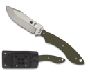 Spyderco Stok Bowie Fixed Blade 2.95in 8Cr13MoV Steel Blade OD Green G-10 Handles