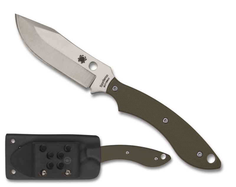 Spyderco Stok Bowie Fixed Blade 2.95in 8Cr13MoV Steel Blade OD Green G-10 Handles