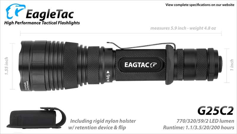 EagleTac G25C2 770 Lumen XM-LU2 Cool White LED