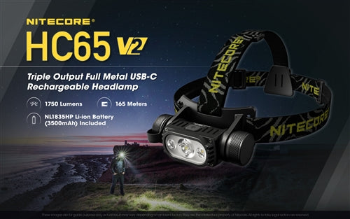 Nitecore HC65 v2 1750 Lumen Headlamp High CRI LED Luminus SST-40-W LED1*18650 Rechargeable Battery