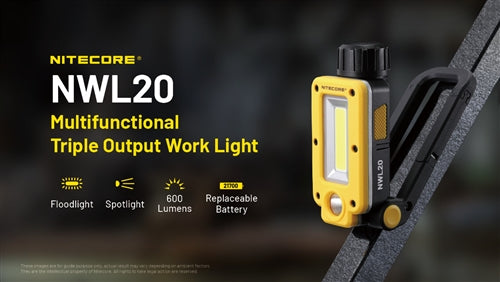 Nitecore NWL20 600 Lumen USB-C Rechargeable Portable COB Work Light