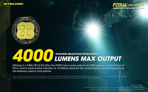 Nitecore P20iX 4000 Lumen USB-C Rechargeable Tactical Flashlight 1 * 21700 Battery
