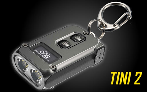 Nitecore Tini 2 500 Lumen Keychain Flashlight w/ OLED Display USB-C Rechargeable - Grey