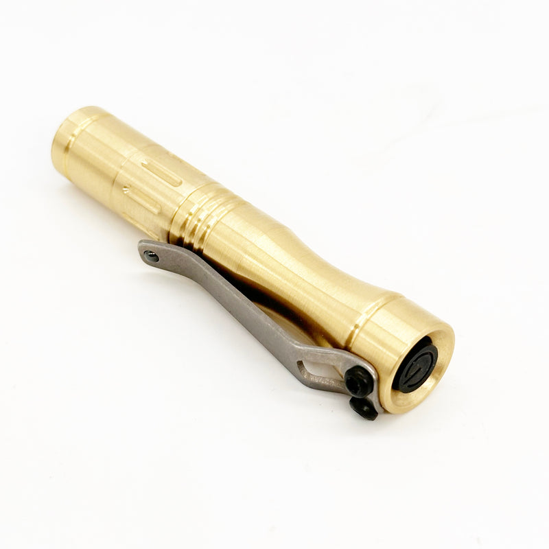 Dawson Machine Craft Hoku Clicky Satin Brass Flashlight 10440 Cell Nichia 519a 4500k LED - Made in USA