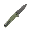 CobraTec Knives Rhino 3.37" D2 Stonewashed Blade Green Aluminum Textured Handles CTGRNRHINO