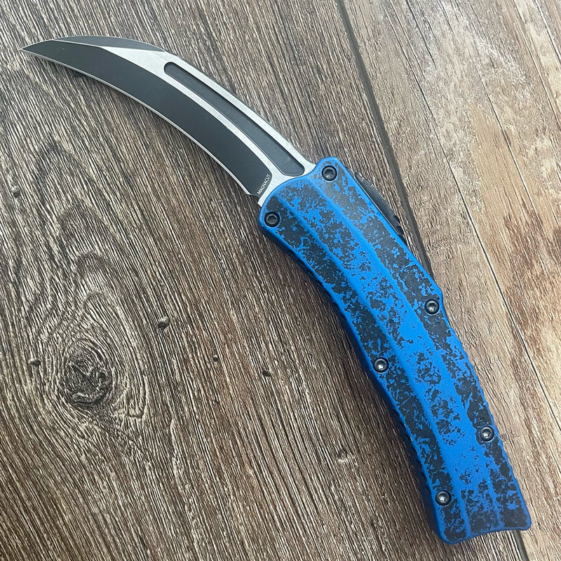 Heretic Knives H060-14A-BRKBLU ROC Curved OTF Automatic Knife