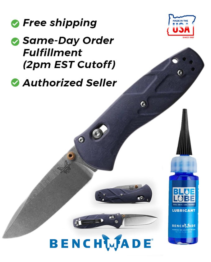 Benchmade 585-03 Mini Barrage Assisted Folding Knife 2.91" S30V Drop Point Blade Blue Canyon Richlite Handles