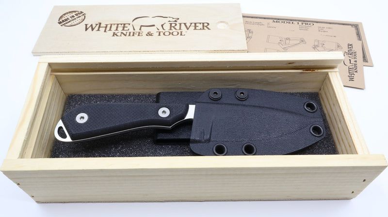 White River Knife & Tool M1 Pro Fixed Blade Knife 3in S35VN Steel Black Textured G10 Handles