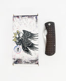 McNees Knives Dixon 3.75 inch MagnaCut knife with bronze handle and blade, displayed with packaging