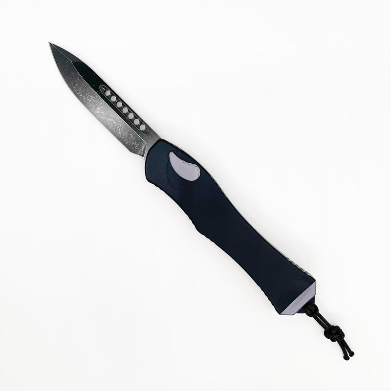 Heretic Hydra V4 OTF Automatic Knife – 3.625″ CPM‑Magnacut, Battleworn DLC, Gray – SKU H407‑16A