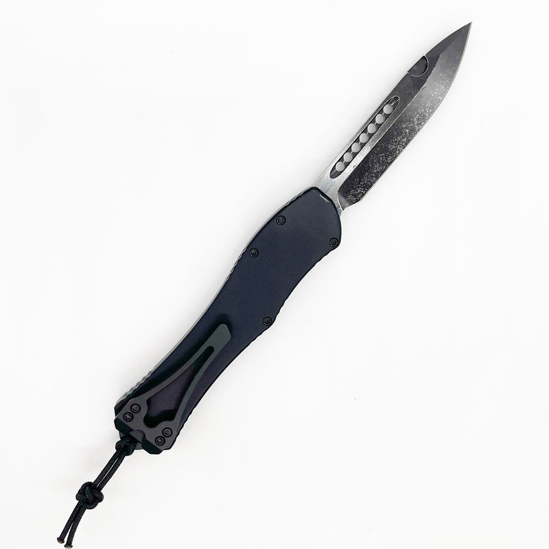 Heretic Hydra V4 OTF Automatic Knife – 3.625″ CPM‑Magnacut, Battleworn DLC, Gray – SKU H407‑16A