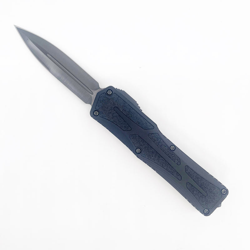 Heretic Knives Colossus Hand Ground Elmax Double Edge DLC Fat Carbon Snakeskin Button ~ DLC Hardware